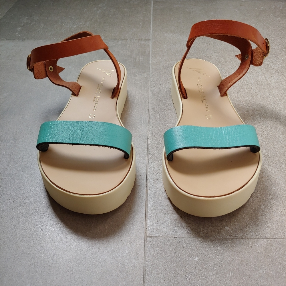 Greek Leather Platform Sandals Nicolas Lainas Size 6 EU 36 - Picture 11 of 15